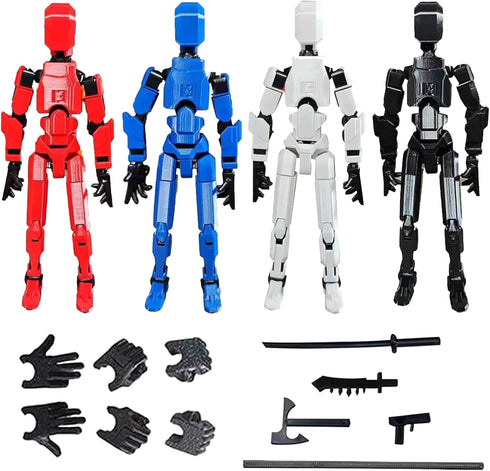 T13 Action Figure, 4PCS Action Figures, T13 Action Figure 3D Printed Robot Multi-Jointed Movable, Desktop Decorations for Game Lovers...