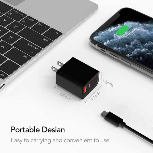 USB Charger Fast Charger 18W Two Port Wall Charger Universal Charging Station Compatible for iPhone 12/11 Pro Max XR, Pixel, Samsung and Other Mor...