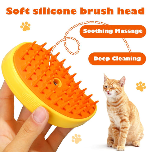 Cat Steam Brush - 3 In 1 Cat Steamy Brush, Silicone Massage Grooming Brush Rechargeable Pet Hair Remover and Grooming Tool – USB Powered Pet Acces...
