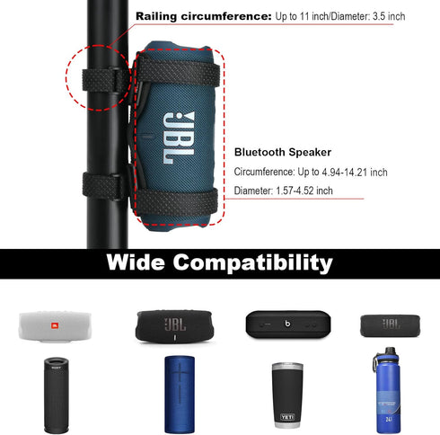 TXEsign Portable Speaker Mount for Bike/Golf Cart/Boat Railing, Adjustable Strap Bike Speaker Holder Speaker Attachment for JBL Charge 4/JBL Charg...