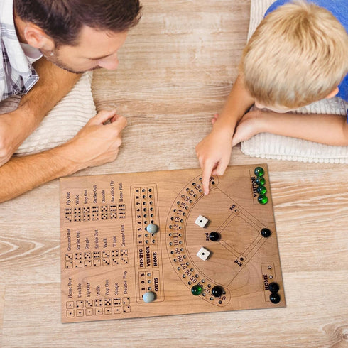 Baseball Dice Board Game Wood, Wooden Baseball Board Game with Dice Marbles for Kids Adults, Fun Double Battle Table Game...