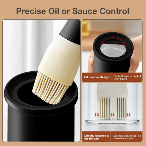 oil dispenser Bottle with Heat Resistant Brush?Glass oil dispenser for Kitchen?Oil Container with Silicone Basting & Pastry Brush for Cooking BBQ ...