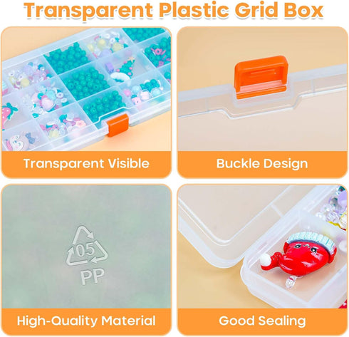 2PACK Nail Organizers and Storage, 15 Grid Mini Clear Bead Organizers Plastic Storage Box Craft Containers for Nail Jewelry Rhinestones DIY Supply...