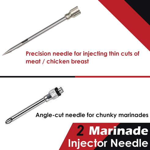 Stainless Steel Turkey Baster With Cleaning Brush - Food Grade Syringe Baster For Cooking & Basting With 2 Marinade Injector Needles - Ideal For B...