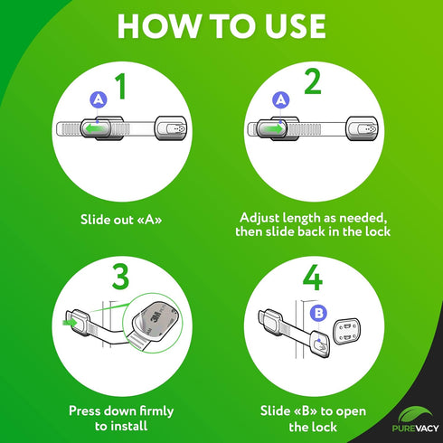 6 Pack Child Safety Strap Locks. Child Locks for Cabinets No Drilling. Sticky Child Safety Drawer Locks Baby Proofing. Refrigerator Strap Lock for...