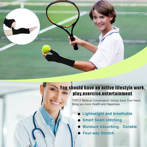4 Pieces Unisex Wrist Thumb Support Sleeve Fingerless Wrist Gloves Compression Arthritis Gloves Sports Wrist Support Brace for Fatigue Sports Typi...