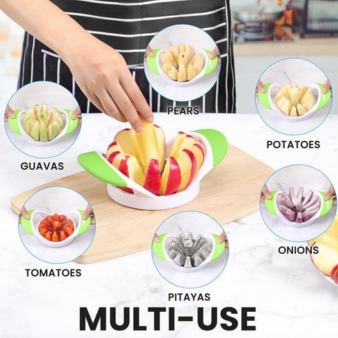SCHVUBENR 4.72 Inch Large Apple Slicer with 12 Blades - Professional Apple Cutter - Stainless Steel Apple Corer - Sharp Apple Slicer and Corer - A...