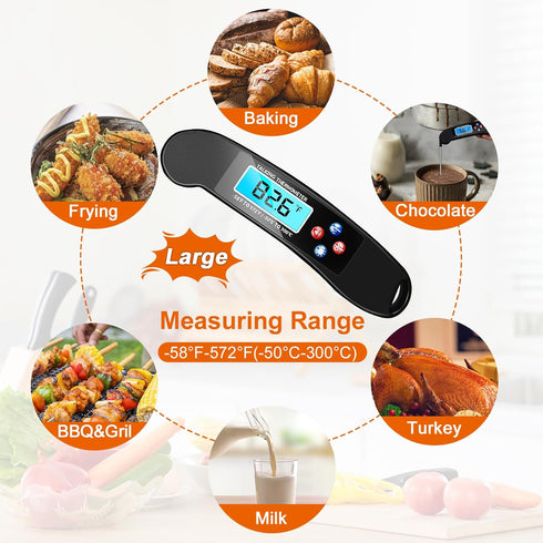 Digital Talking Thermometer for The Blind, Waterproof Instant Read Food Thermometer with Talking Function & Backlight, Meat Thermometer with Probe...