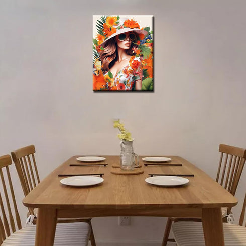 Sexy Girl Paint by Number for Adults Students Beginners Orange Poster Woman Picture Gift Oil Artwork Kits on Canvas with Brushes Acrylic Pigment D...