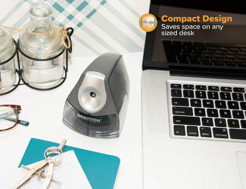 Bostitch Office Personal Electric Pencil Sharpener, Powerful Stall-Free Motor, High Capacity Shavings Tray, Gray (EPS4-KTGRAY)...