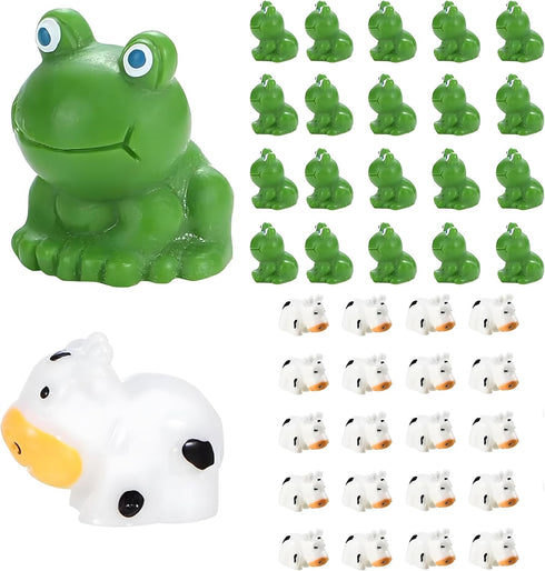 (40PCS) 20 Pcs Mini Cow 20 Pcs Mini Green Frog Mini Garden Decor Figurines Mini Resin Cow Miniature Animals Figurines Fairy Garden Miniature Moss ...
