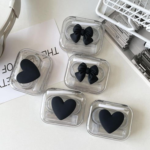 4 Pack 3D Design Cute Contact Lens Cases, Travel Eye Contacts Case Box Holder, Contact Lenses Tweezers Remover Tool Solution Bottle Kit for Daily ...