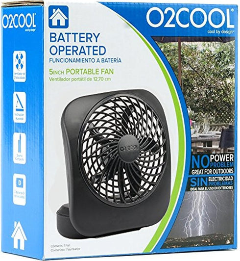 O2COOL Treva 5 Inch Battery Powered Fan Portable Desk Fan 2 Cooling Speeds with Compact Folding & Tilt Design Cubicle Accessories Small Portable (...