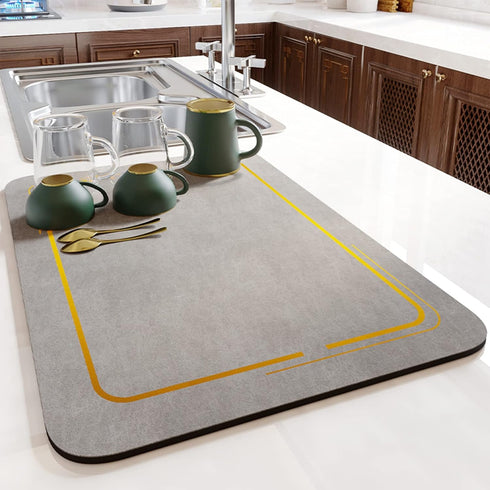 Dish Drying Mat for Kitchen Counter, Dishes, Dish Rack, Coffee Machine, Appliance, Coffee Bar Accessories, Super Absorbent and Quick Drying Mat, L...