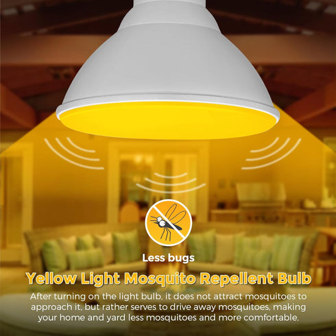 PAR30 LED Yellow Bug Lights for Outside, Flood Light Bulbs Outdoor 100 Watt Equivalent, 1050 Lumens, 12W Amber Porch Lights, E26 1800K Bulbs, Non-...