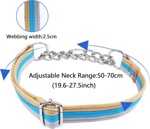 YAODHAOD Martingale Dog Collar,Cotton Woven Safety Escape-Proof Pet Collars,Adjustable Limited Cinch Chain Pet Gear for No Pull Leash Walking for ...