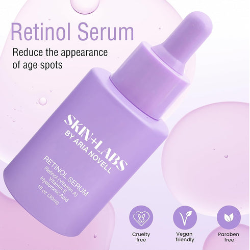 Retinol Serum For Face - Anti-Wrinkle Vitamin A Serum with Hyaluronic Acid, Vitamin E, Peach Extract - Organic, Non-Cruelty & Natural Facial Skinc...