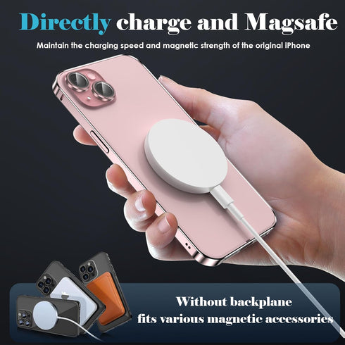 YMHML 3 in 1 Case for iPhone 15 Titanium Frame with Screen Protector and Camera Lens Protector Tempered Glass, Metal Bumper Slim Hard Straight Edg...