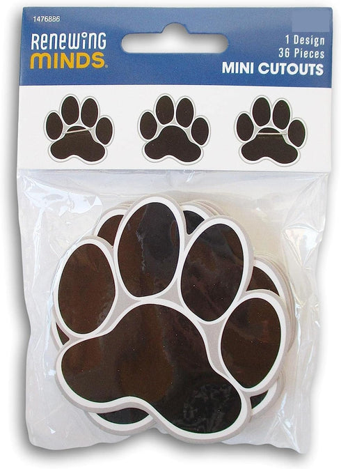 Black Paw Print Paper Cutout Student Badge - Bulletin Board Decor Shapes - 36 Pieces...