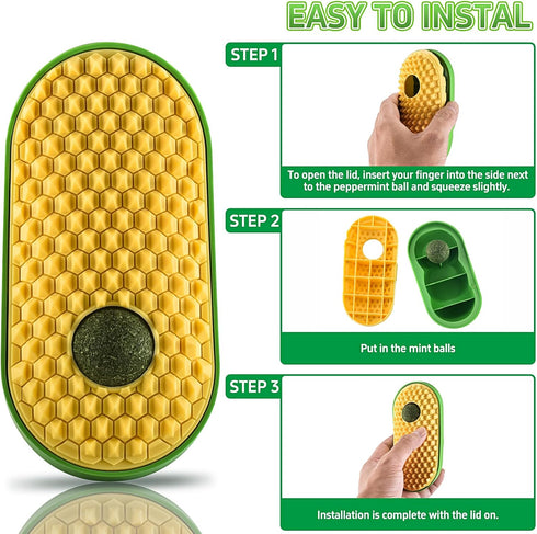 2-Pack Catnip Toys for Indoor Cats, Stick on Wall Catnip Ball Toys for Cats to Lick, Massage & Self Grooming (Yellow & Pink)...