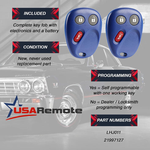 Key Fob Keyless Entry Remote fits Chevy Tahoe Suburban Silverado Avalanche Equinox SSR/GMC Sierra Yukon/Cadillac Escalade/Hummer H2 / Pontiac Torr...