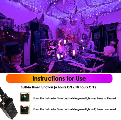 SANJICHA Purple Extra-Long 66FT 200 LED Halloween Lights for Indoor/Outdoor, Super Bright 8 Lighting Modes Plug in String Lights for Halloween Dec...