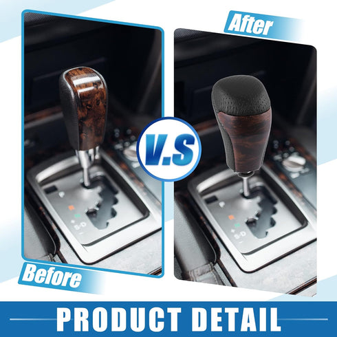 Car Automatic Gear Stick Shift Knob Gear Shift Knob Stick Shifter for Toyota Tacoma 2016-2021 Highlander 2014-2019 Black Gold Tone Wood Grain...