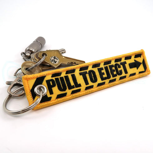 PULL TO EJECT Key Chain - Yellow/Black - 5pcs...