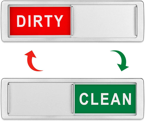 Cimkiz Dishwasher Magnet Clean Dirty Sign Shutter Only Changes When You Push It Non-Scratching Strong Magnet or 3M Adhesive Options Indicator Tells Whether Dishes Are Clean or Dirty (Silver)