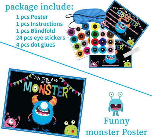 MISS FANTASY Halloween Games Kids Party, Pin The Eye on The Monster, Halloween Party Activities for Family Children Boys Girls Classroom School Ho...