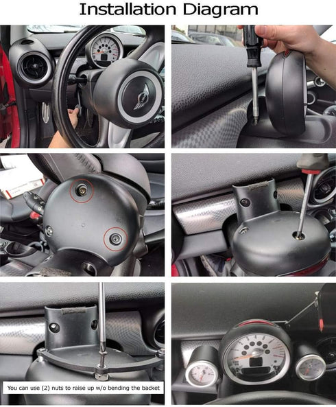 iJDMTOY Behind Tachometer Mount Smart Phone GPS Mounting Holder Kit Compatible with Mini Cooper Gen2 R55 R56 R60 R61 (360-Degree Rotatable)......