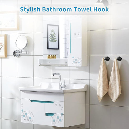 FILTA Towel Hooks for Bathrooms Wall Mounted, Black Towel Hooks, Robe & Towel Hooks, Bathroom Towel Hooks for Wall, Towel Hangers for Bathroom Wal...