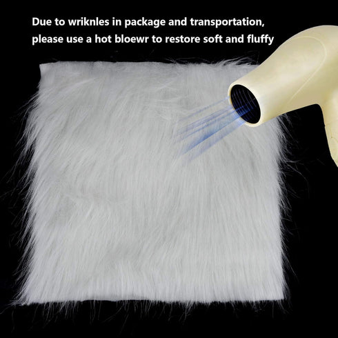 4pcs Faux Fur Shaggy Fluffy Faux Fur Fabric for DIY Craft Costume Seat Cushion Pad 10x10inch (White)...