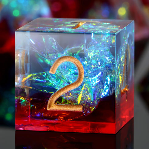 Shiny D&D Dice,DNDND Handmade Double Layers Sharp Edge Die with Gift Case for D&D Dungeons and Dragon Games (Red and Blue)...
