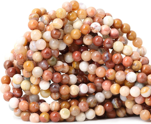 60PCS 6mm Natural Petrified Wood Jade Round Loose Beads for Jewelry Making DIY Bracelet Necklace Materials 1 Strand 15"...