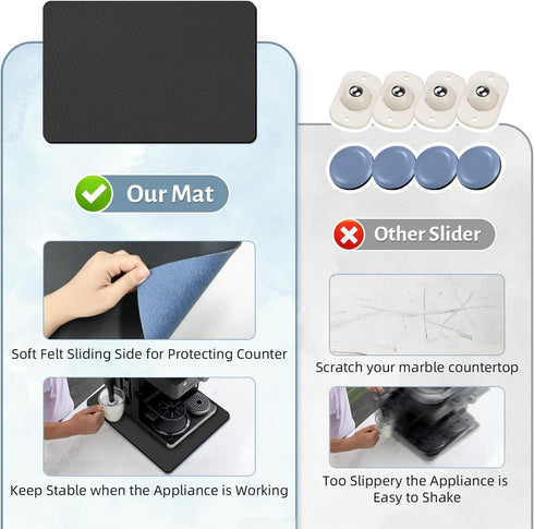 LOPNUR Appliance Slider Cut to Fit, Kitchen Appliance Sliders 360 Degree Rotation Moving, Heat Resistant Mats for Cuntertop, Appliance Mover for M...