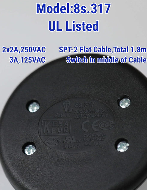 Foot Switch OFF/ON 6FT Switch in Middle of Zip Cord Polarized Plug Outlet AWG18 250VAC Extension Cord for Floor Lamp Table Lamp Christmas Tree Too...