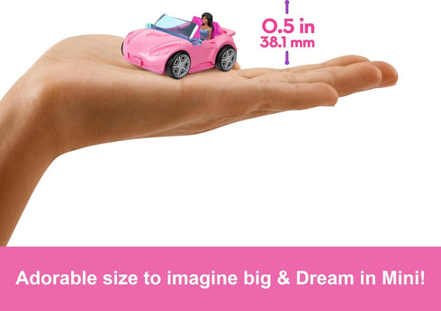 Barbie Mini BarbieLand Doll & Toy Vehicle Sets, 1.5-inch Doll & Convertible Car with Color-Change Surprise, Plus Street Sign Accessory...
