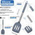 Pack of 2 Silicone Spatula Set - Non Stick Silicone Slotted Turner and Solid Turner - 600°F Heat Resistant Cooking Utensils (Grey Blue)...