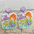Teacher Student Dangle Earrings Acrylic Cute Crayons Rainbow book Earrings for Women Back to School Gradution Reading Events Jewelry for Teacher-3...