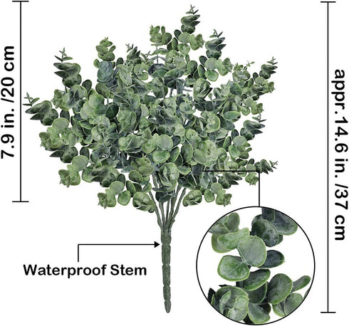 Supla 3 Pcs Realistic Eucalyptus Leaves Bushes Artificial Greenery Stems Faux Eucalyptus Branches in Grey Green 14.6" Tall for Vase Bouquets Wreat...