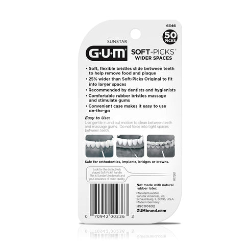 GUM Soft-Picks Wider Space, Easy to Use Dental Picks for Teeth Cleaning and Gum Health, with Convenient Carry Case, Dentist RecommendedDental Flos...