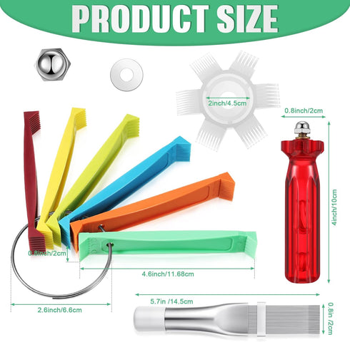 3 Pieces Air Conditioning Brush Set Includes FCR6 Ring Fin Comb Air Conditioner Fin Cleaner Condenser Radiator Fin Comb Stainless Steel Fin Straig...