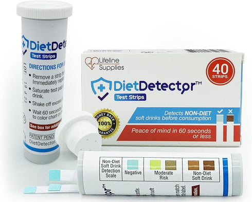 Detects Non Diet Soft Drinks Before Accidental Consumption - A Must Have for Diabetics and The Health Conscious - 40 Strips Per Box...