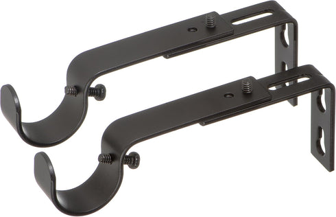Ivilon Adjustable Brackets for Curtain Rods - for 1 or 1 1/8 Inch Rods. Set of 2 - Antique Black...