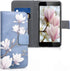 kwmobile Wallet Case Compatible with Samsung Galaxy J3 (2016) DUOS Case for Phone - Magnolias Taupe/White/Blue Grey...