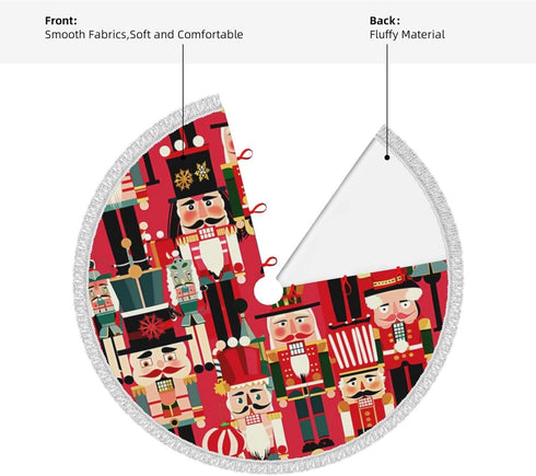 Christmas Time Nutcracker Sweet Christmas Tree Skirt Gorgeous Edge Tassel Lace for 30" Xmas Ornaments Decoration...