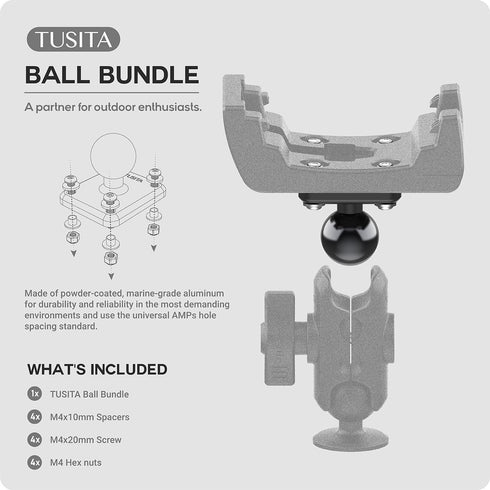 TUSITA Metal Rectangular AMPS Connection Plate with B Size 1" Ball Black...
