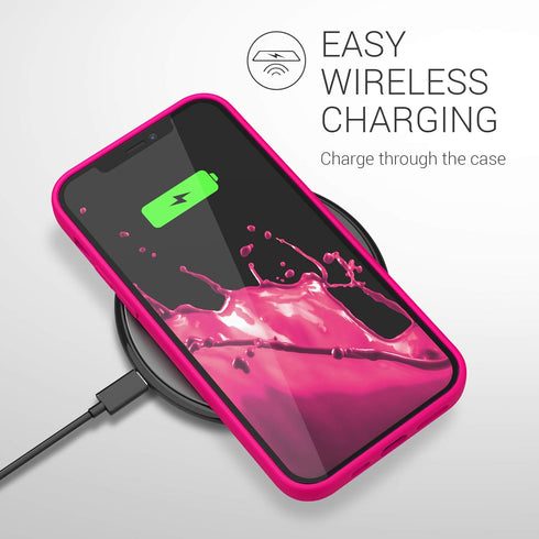 kwmobile Case Compatible with Apple iPhone 12 Pro Max Case - Soft Slim Protective TPU Silicone Cover - Neon Pink...