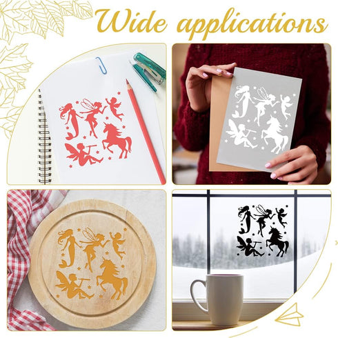 FINGERINSPIRE Metal Fairy Stencil 6.14 inch Square Single Horn Horse Scrapbooking Drawing Stencils Stainless Steel Mermaid Painting Stencils for E...